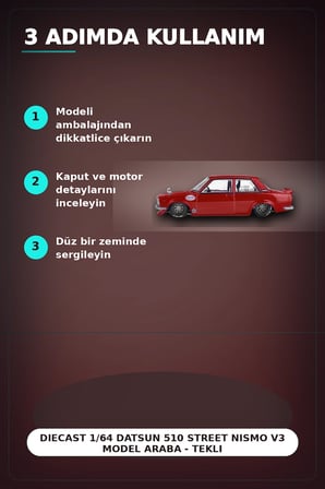 Diecast 1/64 Datsun 510 Street Nismo V3 Model Araba - Tekli Kutu, Koleksiyonluk BX-313377