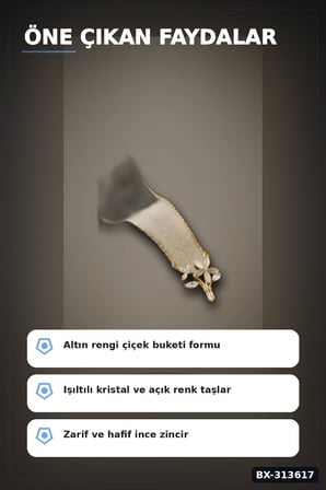 Zirkon Taşlı Pirinç Çiçek Kolye 45 cm Zincirli Görünümlü Kadın Takısı BX-313617