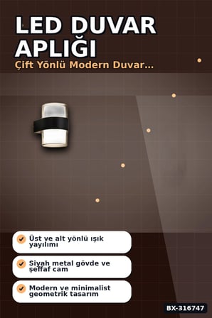 LED Duvar Apliği 12W 3200K Gün Işığı IP54 Dış Mekan Bahçe Aydınlatması BX-316747
