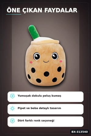 35 Cm Bubble Tea Peluş Oyuncak 1 Adet Rastgele Renk Sevimli Hediye Peluş BX-313540