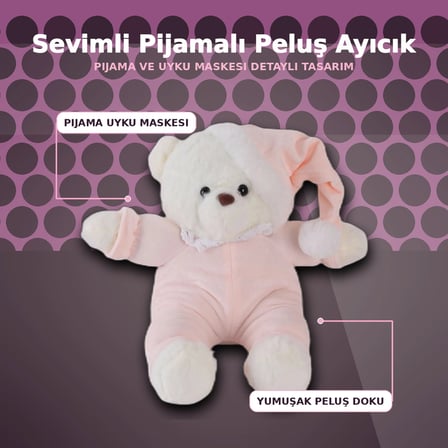 Pembe Renkli 30 cm Boyunda Yumuşak Peluş Ayıcık Oyuncak - Sevimli Tasarım
