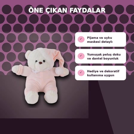 Pembe Renkli 30 cm Boyunda Yumuşak Peluş Ayıcık Oyuncak - Sevimli Tasarım