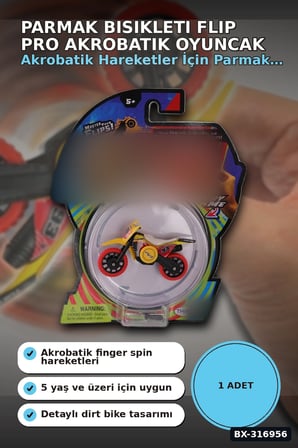 Parmak Bisikleti Flip Pro Akrobatik Oyuncak Bisiklet, 5 Yaş ve Üzeri Çocuklar İçin BX-316956