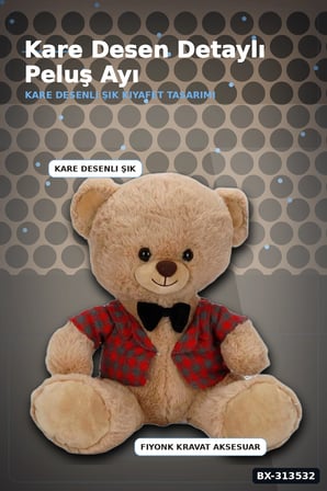 Elbiseli 32 cm Peluş Ayı Oyuncak – Yumuşak Dolgulu Sevimli Hediye ve Aksesuar BX-313532