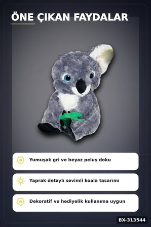 30 cm Yumuşak Bambulu Peluş Koala Oyuncak - Çocuk Odası Hediyelik Dekor BX-313544