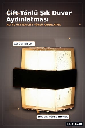 LED Duvar Aplik 12W Gün Işığı 3200K Dış Mekan Bahçe Aydınlatması IP54 1 Adet BX-316748