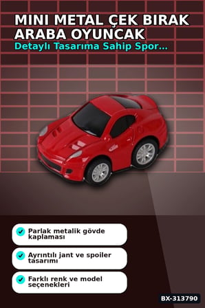 6 Cm Mini Metal Çek Bırak Araba Oyuncak - Küçük Boy Araç Koleksiyon Hediyesi BX-313790