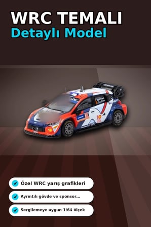 1/64 Hyundai I20 N Rally1 Hibrit 2024 Isvec Birincisi Model Araba, Koleksiyon Hediyesi BX-313347
