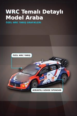 1/64 Hyundai I20 N Rally1 Hibrit 2024 Isvec Birincisi Model Araba, Koleksiyon Hediyesi BX-313347