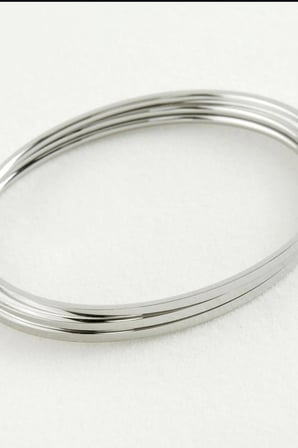 Parlak Cilali 3'lu Celik Bilezik Seti 60 mm Ic Cap 2 mm Kalinlik Ajda Bayan BX-313730
