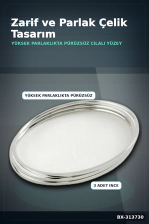 Parlak Cilali 3'lu Celik Bilezik Seti 60 mm Ic Cap 2 mm Kalinlik Ajda Bayan BX-313730