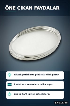 Parlak Cilali 3'lu Celik Bilezik Seti 60 mm Ic Cap 2 mm Kalinlik Ajda Bayan BX-313730