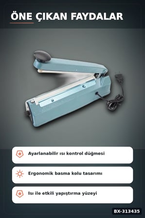 30 Cm Kaynaklı Alüminyum Gövdeli Poşet Ağzı Kapatma Makinası FS-300 Isı Ayarı 8 Kademe BX-313435