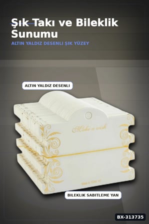 100 Adet 8x10 cm Mukavva Bileklik Kartı - 3'Lü Yaldızlı Kalın, Takı Organizer Aksesuarı BX-313735
