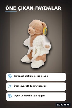 Uyku Tulumlu Yumuşak Peluş Ayıcık Oyuncak 40 cm 0,295 kg Hediye İçin Sevimli BX-313536