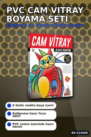 PVC Baski Desenli Cam Vitray Boyama Seti - 1 Adet Cocuk El Beceri Sanat Hediyesi BX-313646