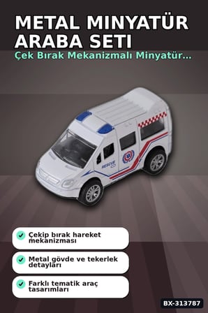 8 cm 50'li Çek Bırak Metal Minyatür Araba Seti - R1018 Oyuncak Koleksiyon BX-313787