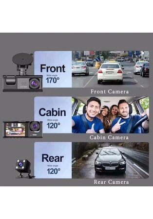 32GB Uyumlu 3 Kameralı Araç İçi Güvenlik Kamerası 1080p Kayıtlı Gece Görüşlü G Sensörlü