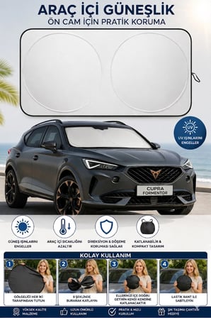 Premium Büyük Boy Katlanır Oto Ön Cam Güneşliği Isı Yansıtıcı UV Otomobil Aksesuarı