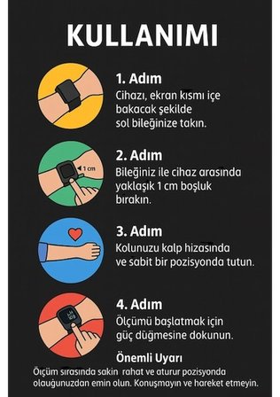 Türkçe Konuşan Şarjlı Bilekten Dijital Tansiyon ve Nabız Ölçüm Cihazı LCD Ekranlı