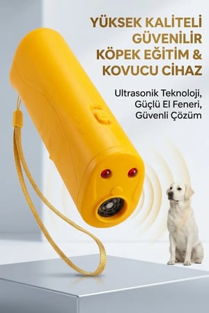 Taşınabilir Ultrasonik Köpek Kovucu Eğitim ve Uzaklaştırma Cihazı Fenerli Sarı Ürün