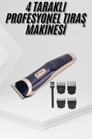 Tıraş Makinesi 4 Başlıklı Paslanmaz Çelik Bıçaklı Tüm Saç Tiplerine Uygun