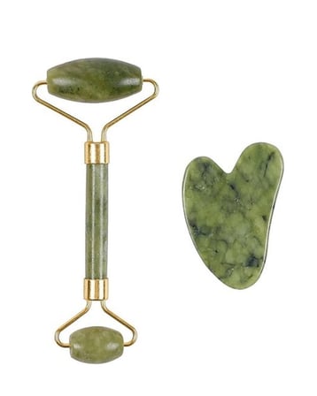 2 Parça Jade Stone Cilt Bakım Seti Şişkinlik Karşıtı Yüz Masajı