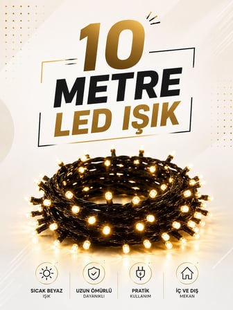 10 Metre LED Işıklı Dekoratif Parti ve Kutlama Aydınlatması