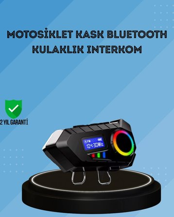 500mAh Bataryalı Bluetooth 5.4  İnterkom LED Ekranlı FM Destekli