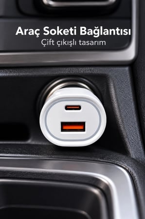 PD 22W Type C Çıkışlı Araç Şarj Cihazı