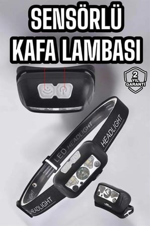 Kafa Lambası Kamp Lambası Sensörlü Şarjlı Ayarlanabilir