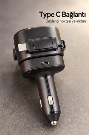 Type C ve Lightning Uçlu Çakmaklık Telefon Şarj Adaptörü