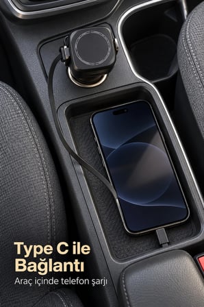 Type C ve Lightning Uçlu Çakmaklık Telefon Şarj Adaptörü