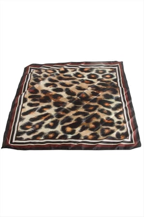 Leopar Desenli Saten Fular 50*50 cm