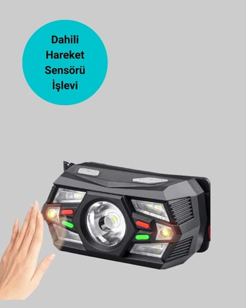 Hareket Sensörlü Şarjlı LED Far Suya Dayanıklı Çok Modlu