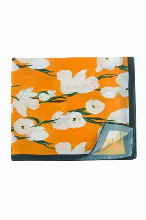 Çiçek Desenli Zr Şifon Fular 50*50 cm