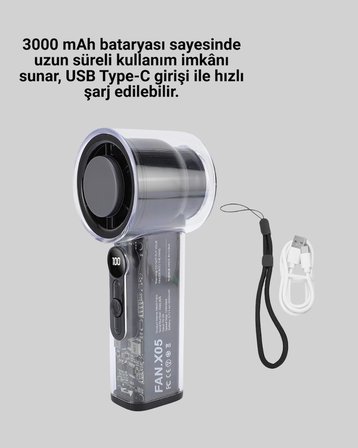Ultra Sessiz USB Şarjlı Fan | Taşınabilir ve Hafif Tasarım