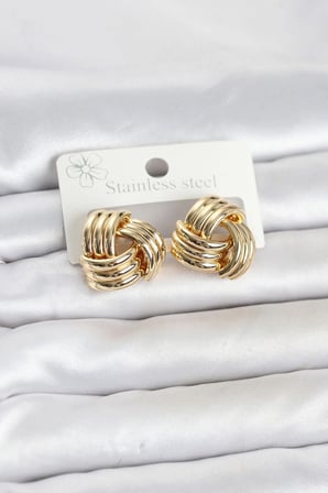 316L Çelik Gold Renk Sarmal Model Kadın Küpe