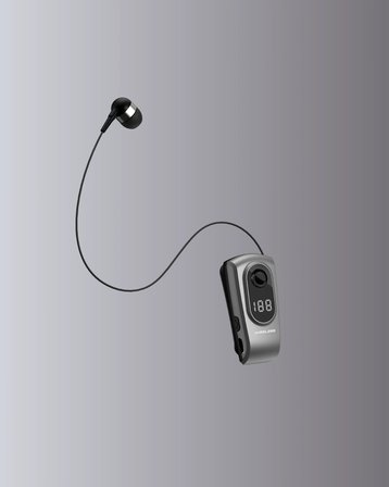 Profesyonel Bluetooth Kulaklık – Klipsli, Titreşimli, Dijital Göstergeli