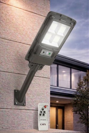 1 Adet Cata Ct 4640 Solar Gunes Enerjili 200W Sensorlu Sokak Armatur 6400K Beyaz İsik