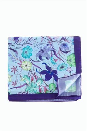 Çiçek Desenli Mor Renkli Zr Şifon Fular 50*50 cm