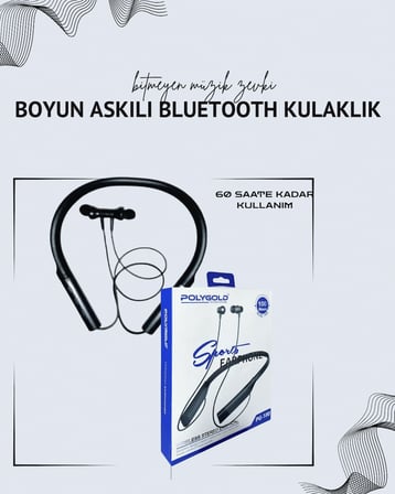Polygold PG-100 Boyun Askılı Kablosuz Kulaklık – 200 Saat Bekleme Süresi, Stereo Ses, Mikrofonlu