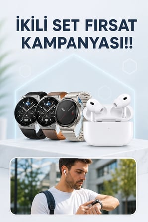 Aynalı Bluetooth Kulaklık Yeni Nesil Akıllı Saat Titreşimli Nabız Ölçer Spor Modları