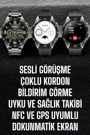 Akıllı Saat Titreşimli Pusula Nabız ve Tansiyon Ölçer NFC Uyumlu