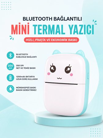 Mürekkepsiz Baskı Teknolojili Bluetooth Cep Yazıcısı