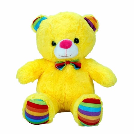 2962 Oturan Kurdeleli Renkli Peluş Ayı 30 cm -
