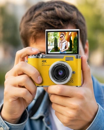 48 MP 4K Dijital Kamera Flip Ekranlı Vlog Selfie Çekim Profesyonel Fotoğraf Makinesi