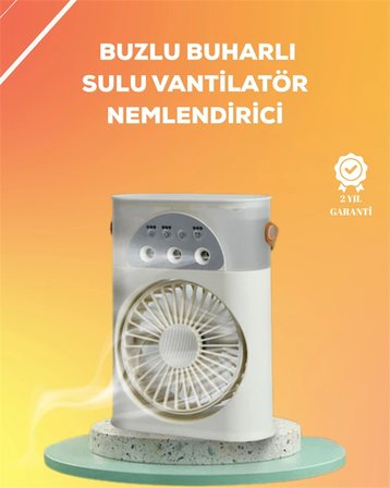 Mini Klima Fan | USB'li, 7 Renk Gece Işığı, 3'ü 1 Arada Fonksiyon