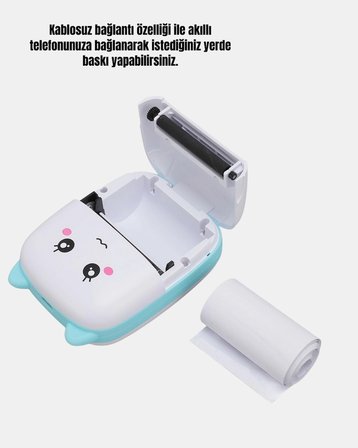 Mini Bluetooth Termal Yazıcı 1200mAh Şarjlı Taşınabilir