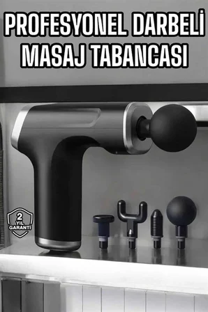 Masaj Tabancası 4 Başlıklı Kas ve Vücut Ağrıları İçin Şarjlı Darbeli